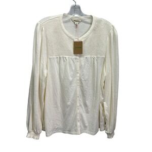 Boden Elsa Smocked Yoke Jersey Shirt Ivory Cotton Modal US 20-22 1X XXL NEW